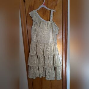 Zac Posen Shimmering Gold Tiered Girls Dress